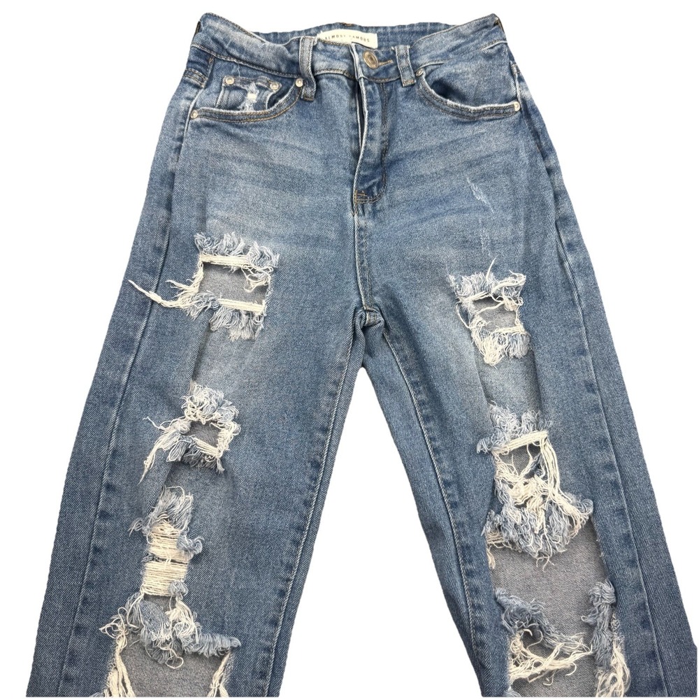Almost Famous Distressed Skinny Jeans Ripped Denim Blue Women's Size 0